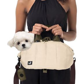 Sytopia Dog Purse Carriers for Small Dogs up to 10 Lbs, Waterproof Cat Puppy Carrier Soft-Sided Portable for Traveling with Adjustable Safety Leashs, Dog Travel Bag, Monet Grey