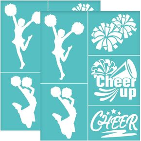 OLYCRAFT 2Pcs 8.6x11 Inch Cheering Squad Self-Adhesive Silk Screen Printing Stencil Cheer Leading Silk Screen Stencil Sports Theme Reusable Mesh Stencils Transfer for DIY T-Shirt Fabric Painting