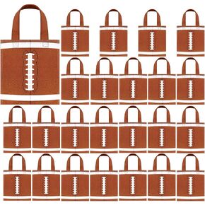MIMIND 24 Pieces Soccer Ball Shape Non-Woven Party Favor Bags with Handles 9.9 x 9.9 Inch Soccer Party Favor Bags Goodie Treat Candy Bags for Sports Theme Party Birthday