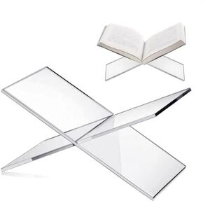 Clear Acrylic Book Holder, Large Open Book Display Stand for Cookbook Art Book Bible Textbook Magazine, 2-Piece Reading Book Stand for Coffee Table, Desk, Kitchen Counter, 6" x 11" x 6" (Regular)