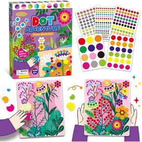 Drama Planet Dot Sticker Art Kit for Kids, Create Stunning Flower Designs with Dot Stickers, Includes Inspiration Guide, Craft Kits, Art Activities for Kids, Ideal Gift for Boys and Girls