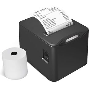 Thermal Receipt Printer 80mm Desktop Direct Thermal Printing USB+LAN Connection High Speed with Auto Cutter Large Paper Bin Support ESC/POS for Shipping Business Restaurant Kitchen