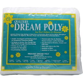 Quilters Dream Queen Size Poly Batting - USA-Made Quilt Batting for DIY Craft (Thin 108"x93")