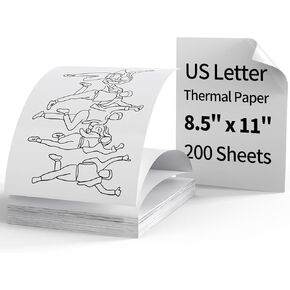 Thermal Paper,Continuous Printing Paper 8.5 x 11 Inch,Letter Thermal Paper 200 Sheets.Compatible with A4 Portable Thermal Printer and Other US Letter Printers.NefLaca White Paper.