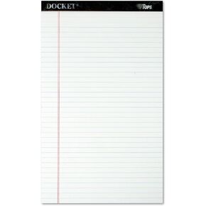 TOPS Docket Writing Pads, 8-1/2" x 14", Legal Rule, White Paper, 50 Sheets, 12 Pack (63590)