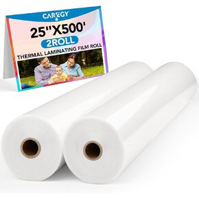 CAREGY Thermal Laminating Film Roll 2 Pack1.5 Mil 1 Inch Core Laminate Rolls,25" x 500',School Lamination