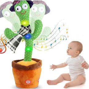 Besia Dancing Cactus Mimicking Toy,Talking Repeat Singing Sunny Animal Toy 120 Pcs Songs for Baby 15S Record Your Sound Sing+Dancing+Recording+LED (Random Cloth Set)