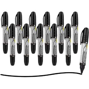 M&G 12 Pack Black Permanent Markers for Drawing, Dual Brush Art Markers, Quick Drying Fine Point and Brush Tip Markes for Art Drawing Sketching, Works on Paper Plastic Glass Metal