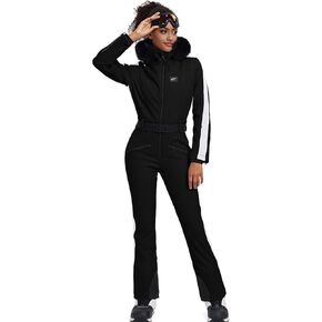 HOTIAN Women One Piece Ski Suits Slim Fit Overalls Jumpsuits Waterproof Winter Outdoor Snowboard Snow Suits