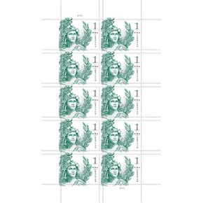 $1 Statue of Freedom (Sheet of 10) Definitive Emerald Green US Postage Stamps
