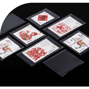 Philatelic Supplies OPP Stamp Protection Bags 8 Models, 95 pcs Each, Total 760 Stamps for Collection, philatelic Storage and Display Stamp Collecting Supplies
