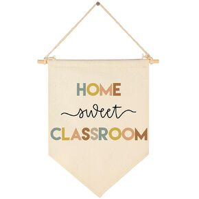 Home Sweet Classroom-Classroom Decor-Inclusive Classroom Decor-Welcome Gift-Teacher Gift-Canvas Hanging Pennant Flag Banner Wall Sign Decor Gift-Birthday Christmas Gift