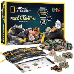 NATIONAL GEOGRAPHIC Kids Rock Collection – 1.25 Lb Assorted Rocks, Minerals & Gemstones Plus 50 Cool Rocks and Minerals to Share, A Great Stocking Stuffer STEM Earth Science Kit for The Classroom