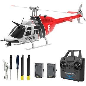C138 Remote Control Helicopter, Bell206 Helicopter 2.4GHz 4CH Single Propeller Aileron RC Aircraft One Click Roll Takeoff and Landing Six-axis Gyroscope, Air Pressure Setting