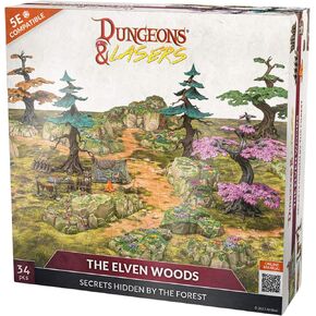 Dungeons & Lasers: The Elven Woods Starter Set - 34 Piece Set Includes Miniature Elements and Accessories - RPG Terrain for DND and 5E Compatible Tabletop Games - Unpainted and Unassembled - Ages 14+