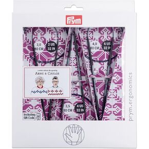 Prym 32" Limited Edition Arne & Carlos Circular Set, Carbon, 3 Count Knitting Needles, Black, Purple