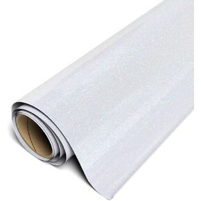 Siser Glitter HTV 11.8"x5ft Roll - Iron on Heat Transfer Vinyl (Rainbow White)
