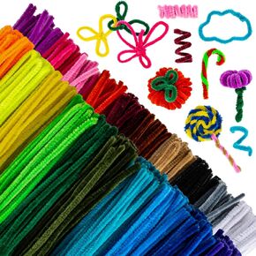 RAINFLOW Pipe Cleaners Craft Supplies - Chenille Stems Fuzzy Craft Wire for Handicrafts Twisting Stick DIY for Craft Bouquets Animals Halloween Christmas Easter Birthday 200 PCS 10 Colors