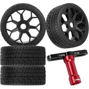 RC Wheels Tires for 1/8 Typhon 6S BLX,1/7 Infraction 6S BLX,Limitless,RC Highway Tires Wheels Soft Tires Truck Tire Highway Tires,Red