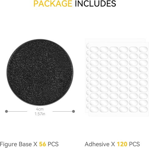 60PCS Figure Stand Base with 120PCS Adhesive for 4 Inch Fuko Pop, 1.97 Inch Black Round Plastic Bases No Peg, Doll Model Storage Organizer Display Holder Accessories for Action Figures in Saudi Arabia