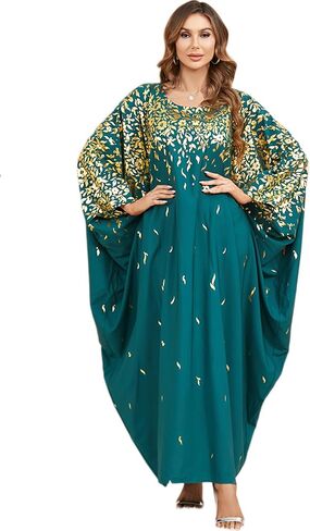 فستان عباية عربي طويل للسيدات من Qianliniuinc - فستان فضفاض لحفلات الكوكتيل مقاس كبير للنساء باللون الأسود in Kuwait