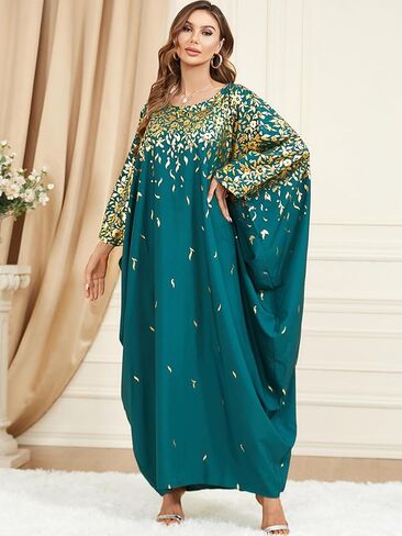 فستان عباية عربي طويل للسيدات من Qianliniuinc - فستان فضفاض لحفلات الكوكتيل مقاس كبير للنساء باللون الأسود in Kuwait