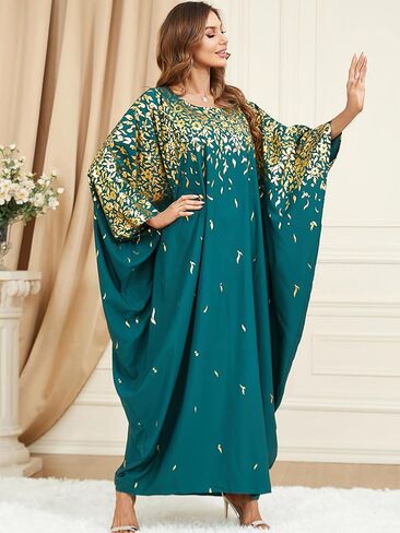 فستان عباية عربي طويل للسيدات من Qianliniuinc - فستان فضفاض لحفلات الكوكتيل مقاس كبير للنساء باللون الأسود in Kuwait