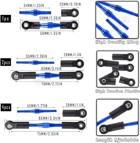 ترقيات جزء لـ 1/10 Stampede/Rustler 2WD، عمود القيادة والصدمات CVD&RC ومشابك ربط قابلة للتعديل ووصلات كامبر وكتلة ذراع وعجلة وكتل توجيه وحاملات المحور الخلفي، محور العجلة السداسي والمحور السداسي، أزرق in Saudi Arabia