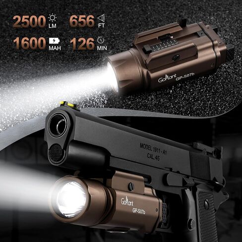 مجموعة ضوء الليزر GOPLANT 1500 Lumens - ضوء LED قابل للتعديل ومصباح ليزر أخضر، ضوء تكتيكي مدمج قابل لإعادة الشحن مغناطيسي لسكة Picatinny أو GL in Kuwait
