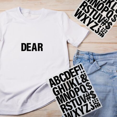 NUOBESTY Vinyl Letters Stickers Iron On Alphabet Stickers for Clothes Window Mailbox Self Adhesive Vinyl Decals Clothes Appliques Black 12 Sheets in Saudi Arabia