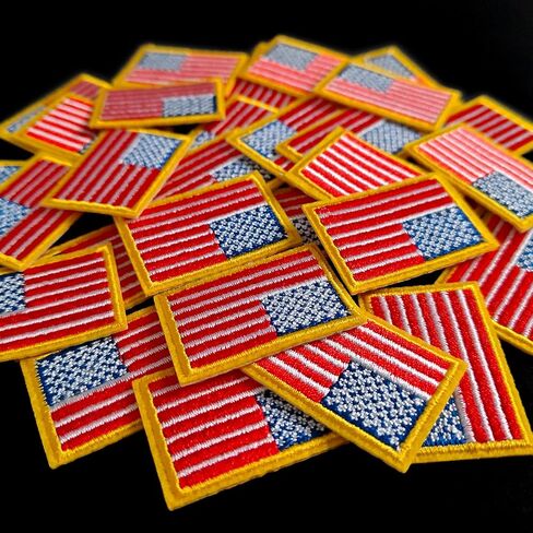 Small American Flag Patches, Embroidered Iron on US Flag Patches Applique for Clothes, Hat, Backpack, Jeans and More, Pack of 15 Golde in Kuwait