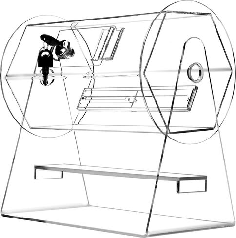 QWORK Acrylic Raffle Ticket Drum, 11x6.5x11 inches, Transparent Lottery Spinner with Lock and Keys in Saudi Arabia