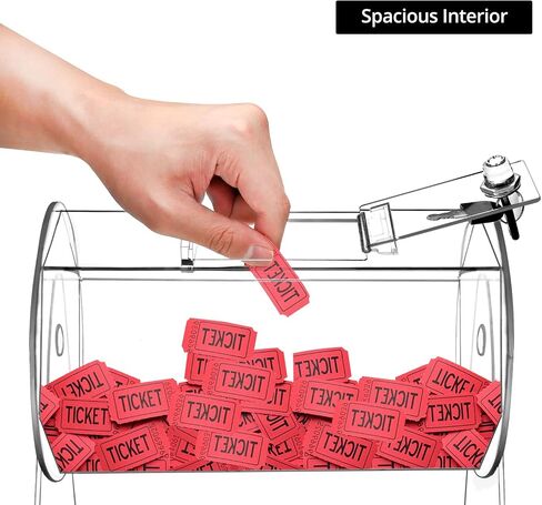 QWORK Acrylic Raffle Ticket Drum, 11x6.5x11 inches, Transparent Lottery Spinner with Lock and Keys in Saudi Arabia