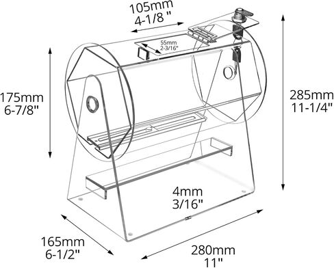 QWORK Acrylic Raffle Ticket Drum, 11x6.5x11 inches, Transparent Lottery Spinner with Lock and Keys in Saudi Arabia
