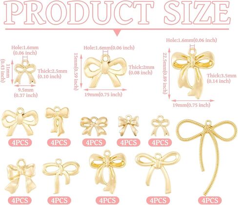 Beadthoven Alloy Bowknot Charms Pendants Golden Bow Dangle Charms Mini Cute Bowknot Pendants Earring Charms for Jewelry Making Earrings Bracelet Necklace DIY Crafts Supplies in Saudi Arabia