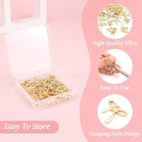 Beadthoven Alloy Bowknot Charms Pendants Golden Bow Dangle Charms Mini Cute Bowknot Pendants Earring Charms for Jewelry Making Earrings Bracelet Necklace DIY Crafts Supplies in Saudi Arabia