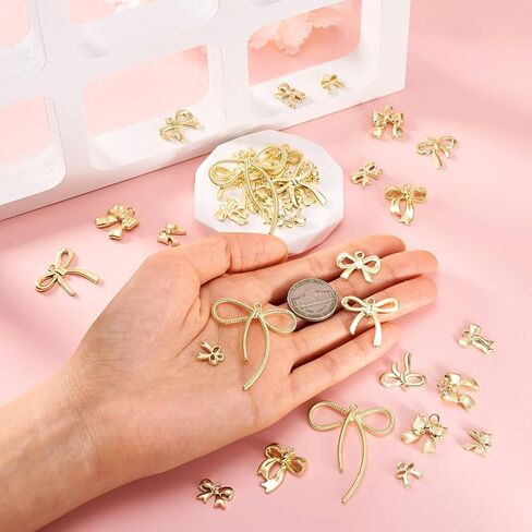 Beadthoven Alloy Bowknot Charms Pendants Golden Bow Dangle Charms Mini Cute Bowknot Pendants Earring Charms for Jewelry Making Earrings Bracelet Necklace DIY Crafts Supplies in Saudi Arabia