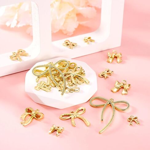 Beadthoven Alloy Bowknot Charms Pendants Golden Bow Dangle Charms Mini Cute Bowknot Pendants Earring Charms for Jewelry Making Earrings Bracelet Necklace DIY Crafts Supplies in Saudi Arabia