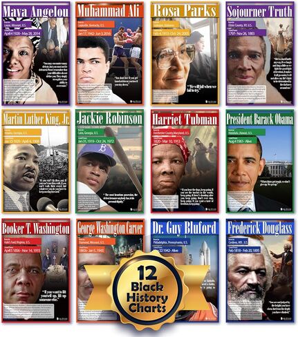Black History Posters 12 pack school charts Glossy Paper (12.5x18) Young N Refined in Kuwait