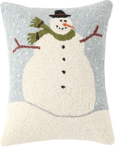 Peking Handicraft Snowman Hook Wool Lumbar Pillow, Multicolored in Kuwait