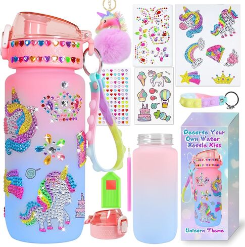 FIRITHYC Decorate Your Own Water Bottle Kits, Arts and Crafts Gifts Toys for Girls Age 4-6-8-10-12, Mermaids Gem Diamond Painting Crafts Gifts Toys for Girls Birthday in Saudi Arabia