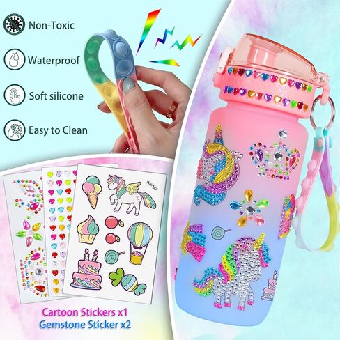 FIRITHYC Decorate Your Own Water Bottle Kits, Arts and Crafts Gifts Toys for Girls Age 4-6-8-10-12, Mermaids Gem Diamond Painting Crafts Gifts Toys for Girls Birthday in Saudi Arabia