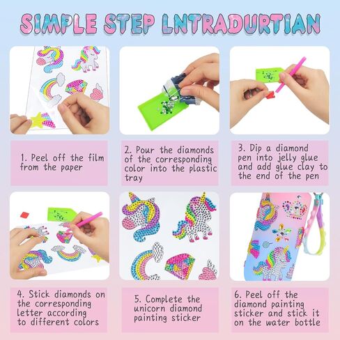 FIRITHYC Decorate Your Own Water Bottle Kits, Arts and Crafts Gifts Toys for Girls Age 4-6-8-10-12, Mermaids Gem Diamond Painting Crafts Gifts Toys for Girls Birthday in Saudi Arabia