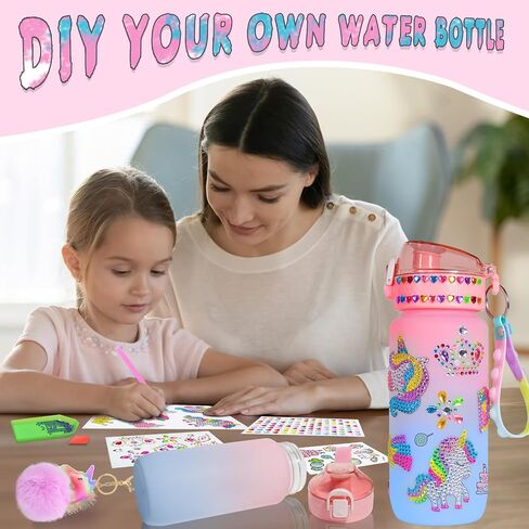 FIRITHYC Decorate Your Own Water Bottle Kits, Arts and Crafts Gifts Toys for Girls Age 4-6-8-10-12, Mermaids Gem Diamond Painting Crafts Gifts Toys for Girls Birthday in Saudi Arabia