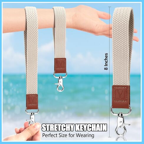 Keychain Wristlet, Stretchy Key Chain for Women Men, Soft Wrist Keychain Wrist Lanyard for Car Key Phone Wallet, Black in Saudi Arabia