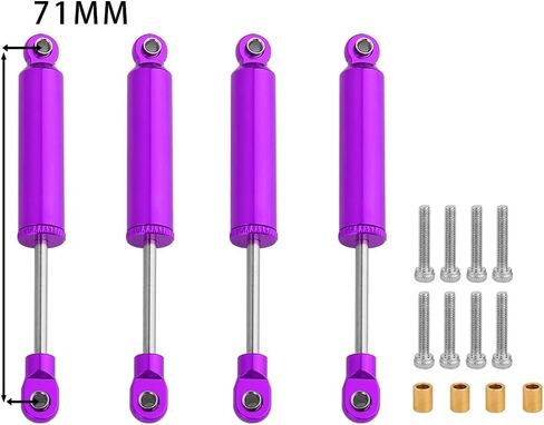 TRX4M 4PCS Built-in Spring Shocks Absorbers Damper for 1/18 RC Crawler TRX-4M Bronco Defender K10 Metal Upgrade Part (purple, 71mm) in Saudi Arabia