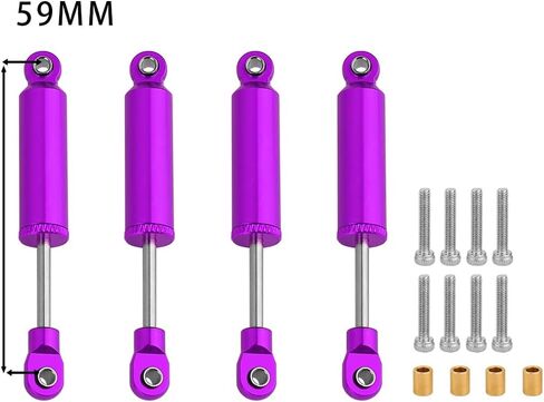 TRX4M 4PCS Built-in Spring Shocks Absorbers Damper for 1/18 RC Crawler TRX-4M Bronco Defender K10 Metal Upgrade Part (purple, 71mm) in Saudi Arabia