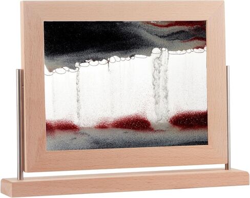 LUULAHAZ Moving Sand Art Picture Wood Frame, Dynamic Swing Painting Liquid Motion Flowing Sand Art, Desktop Sensory Calming Landscape for Home Decor and Office Craft Gift in Saudi Arabia