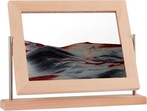 LUULAHAZ Moving Sand Art Picture Wood Frame, Dynamic Swing Painting Liquid Motion Flowing Sand Art, Desktop Sensory Calming Landscape for Home Decor and Office Craft Gift in Saudi Arabia