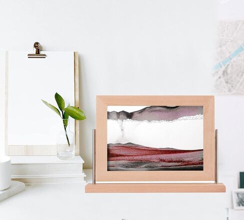 LUULAHAZ Moving Sand Art Picture Wood Frame, Dynamic Swing Painting Liquid Motion Flowing Sand Art, Desktop Sensory Calming Landscape for Home Decor and Office Craft Gift in Saudi Arabia